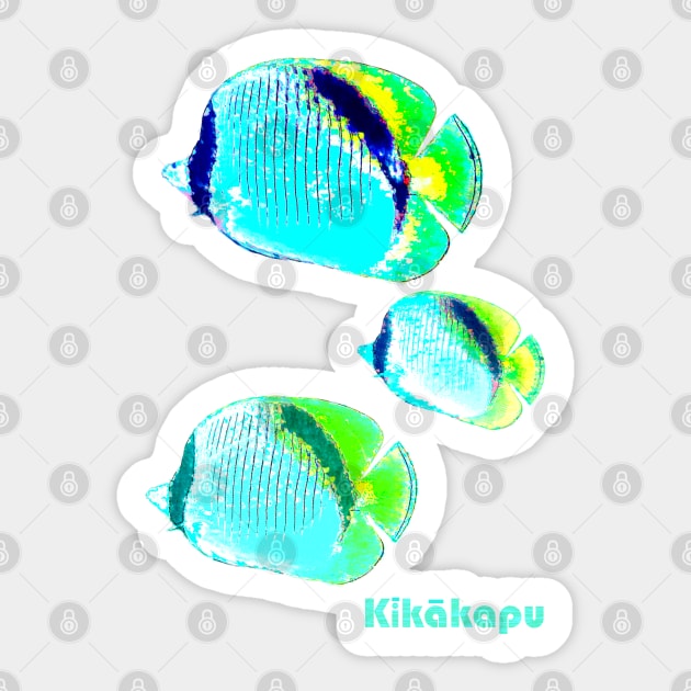 Kikakapu - Tropical Butterflyfish - Hawaiian Fish Sticker by Organicgal Graphics